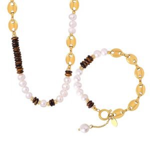Hot Selling Fresh Water Pearl Bracelet and Necklace Set