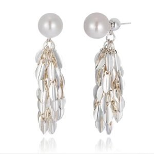 Silver Wings Earrings with Pearls